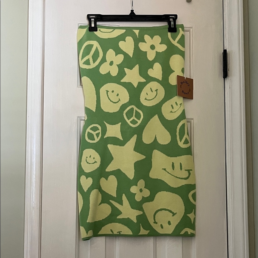 Playful Green and Cream Pencil Skirt